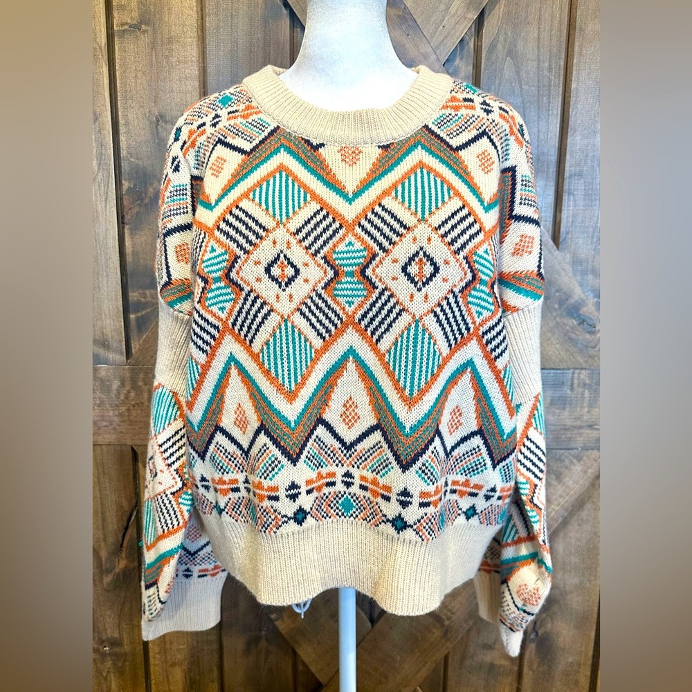 EUC En Crème Brand Aztec Patterned Boho Sweater